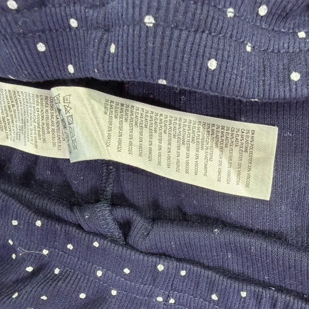 Primark Pajama Shorts Womens L Navy Polka Dot Ribbed